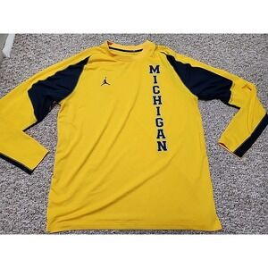 Jordan Michigan Wolverines Basketball Long Sleeve Shooting Shirt Size XL Maize